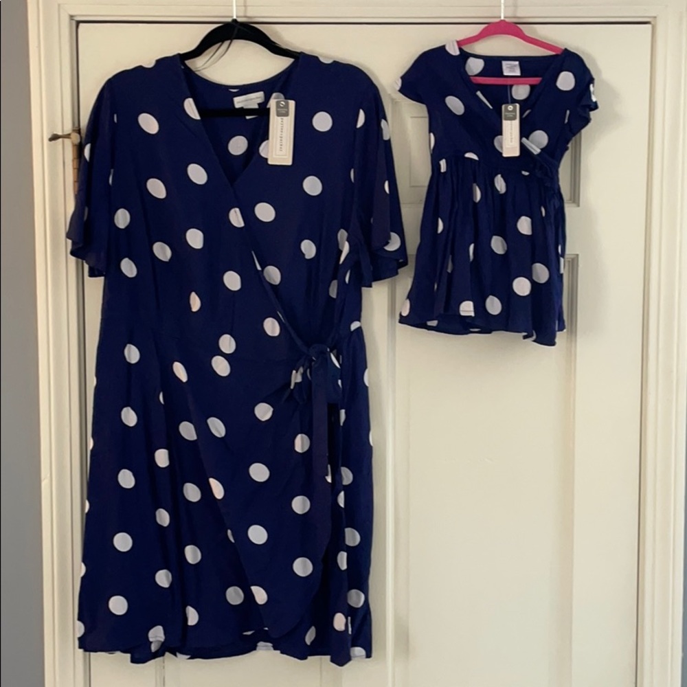 Mommy & Me navy Polka Dot dresses NWT